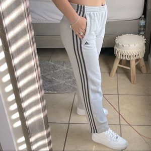 Gray adidas sweat pants straight leg